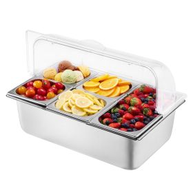 VEVOR Countertop Food Serving Display Container, 5 Pan Stainless Steel Food Serving Tray