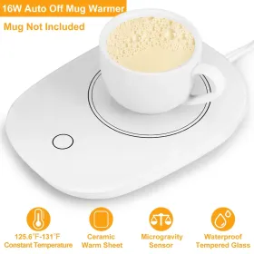 Coffee Mug Warmer Cup Warmer Auto Shut Off Coffee Tea Milk Electric Heater Pad Office Home Desk Coffee Mug Warmer (Option: White)