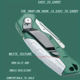 2pcs Utility Knife Set: Retractable Cutter (5 Blades) Folding Utility Knife PTR Plastic Handle Safety Lock Built-in Blade Storage (3 Blades) SK5 (Option: GreenGray)