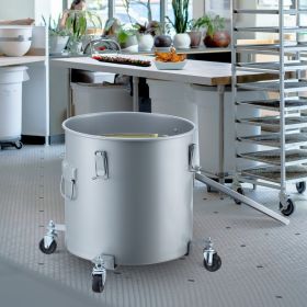Fryer Grease Bucket, 10 Gal Oil Disposal Caddy With Caster Base, Carbon Steel Rust-Proof Coating, Oil Transport Container With Lid, Lock Clips, F (Option: Grey)